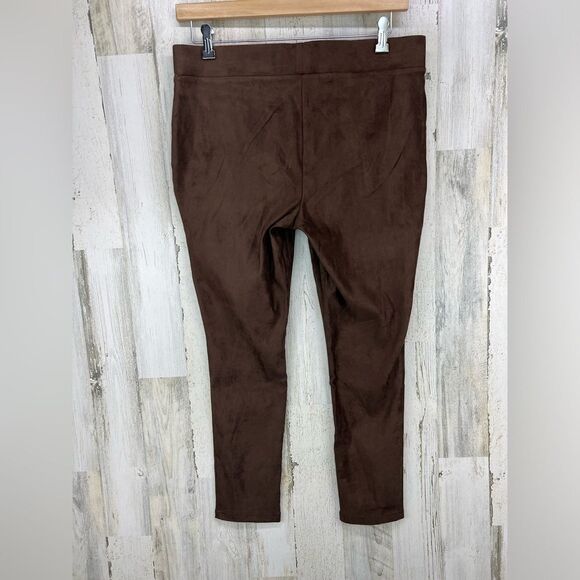 NYDJ Basic Faux Suede Stretch Legging Pants in Dark Chocolate Womens 12 Petite - Picture 2 of 8